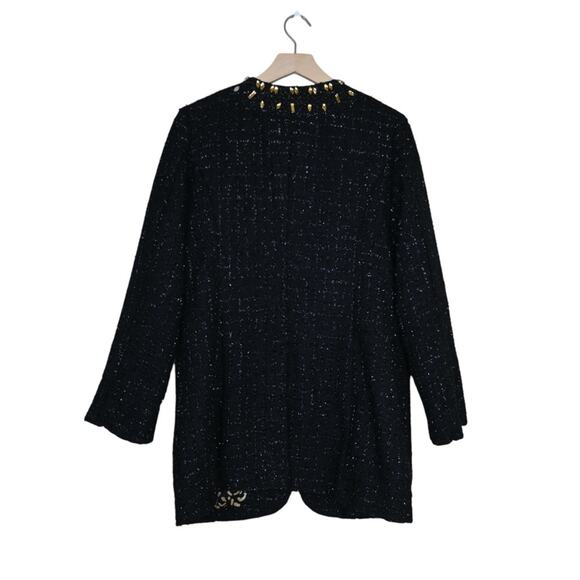 Chico's Womens M Chico's 1 Ani-Glam Shimmer Tweed Longline Blazer Jacket - Picture 2 of 11